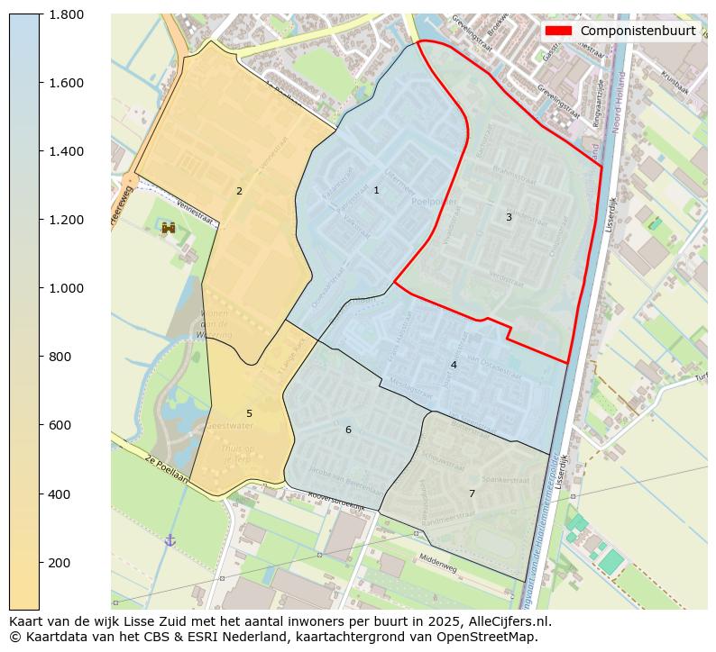 Afbeelding van de Componistenbuurt op de kaart.