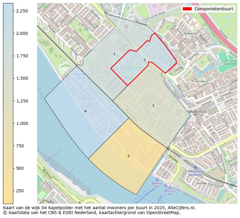 Afbeelding van de Componistenbuurt op de kaart.