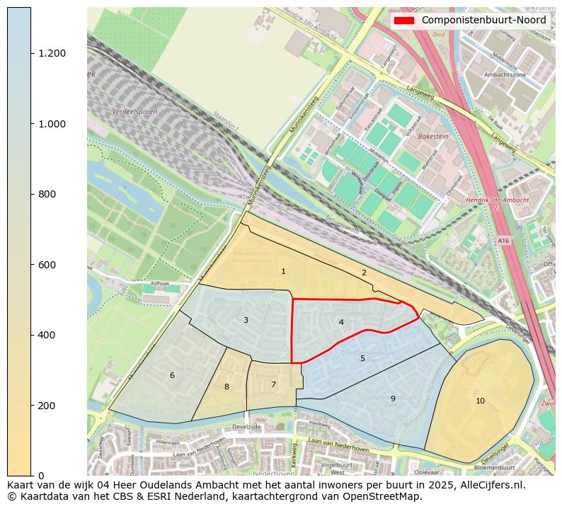 Afbeelding van de Componistenbuurt-Noord op de kaart.