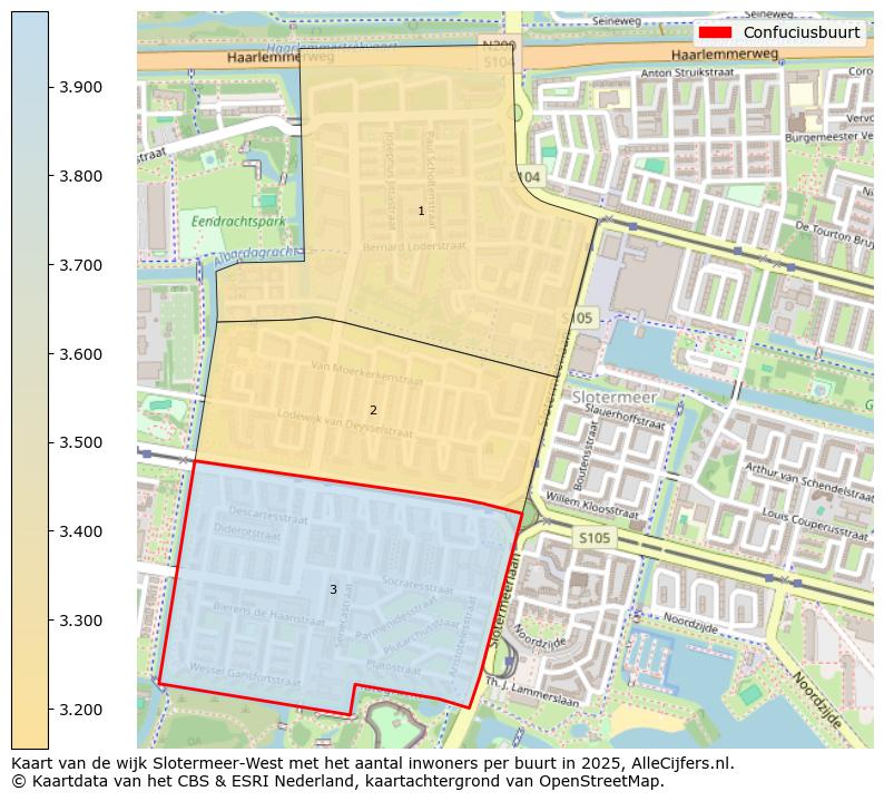 Afbeelding van de Confuciusbuurt op de kaart.