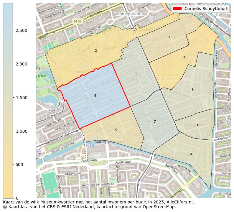 Afbeelding van de Cornelis Schuytbuurt op de kaart.