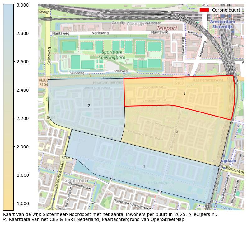 Afbeelding van de Coronelbuurt op de kaart.