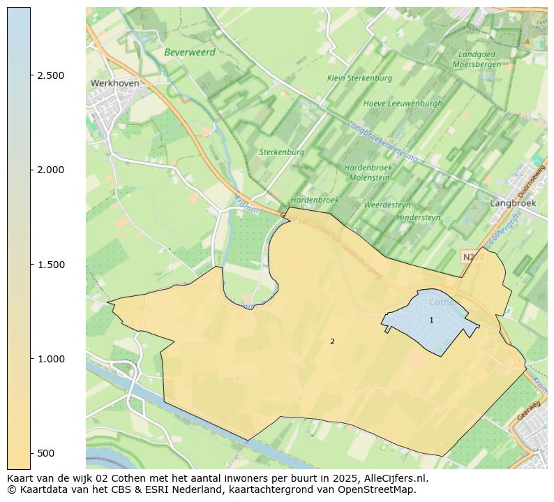 Afbeelding van de wijk Cothen op de kaart.