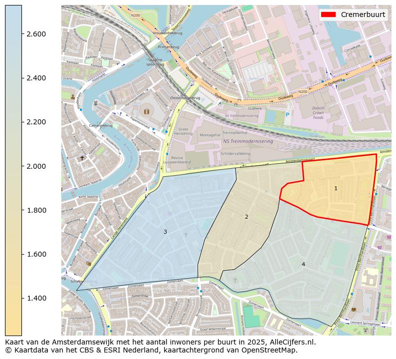 Afbeelding van de Cremerbuurt op de kaart.
