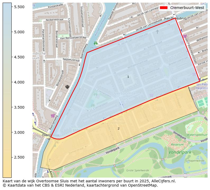 Afbeelding van de Cremerbuurt-West op de kaart.