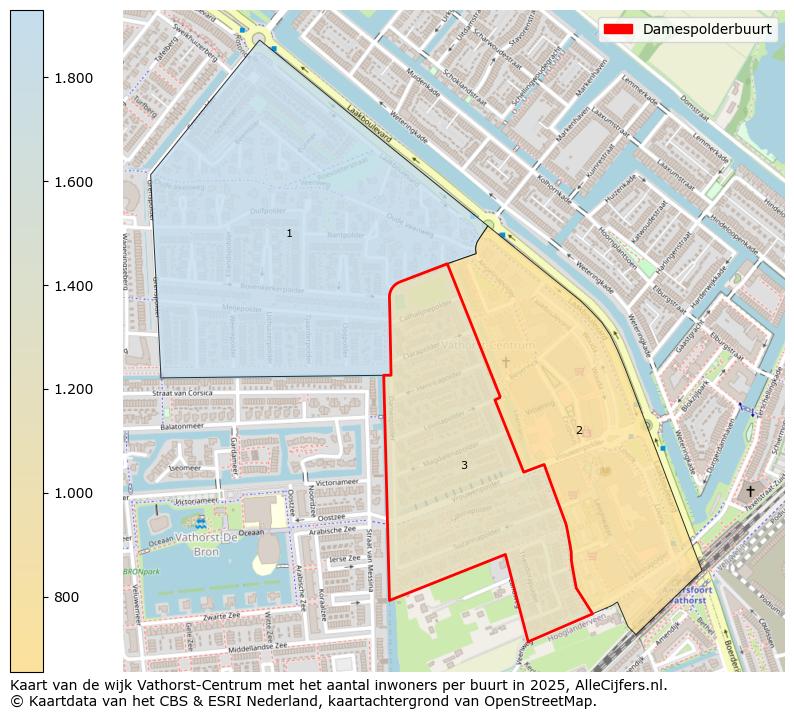 Afbeelding van de Damespolderbuurt op de kaart.