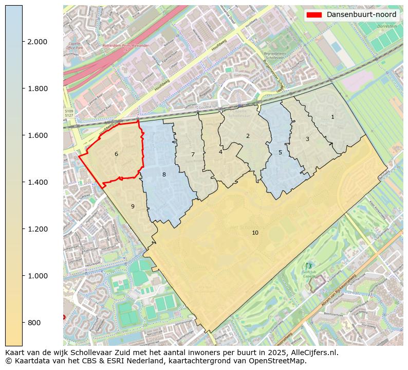 Afbeelding van de Dansenbuurt-noord op de kaart.