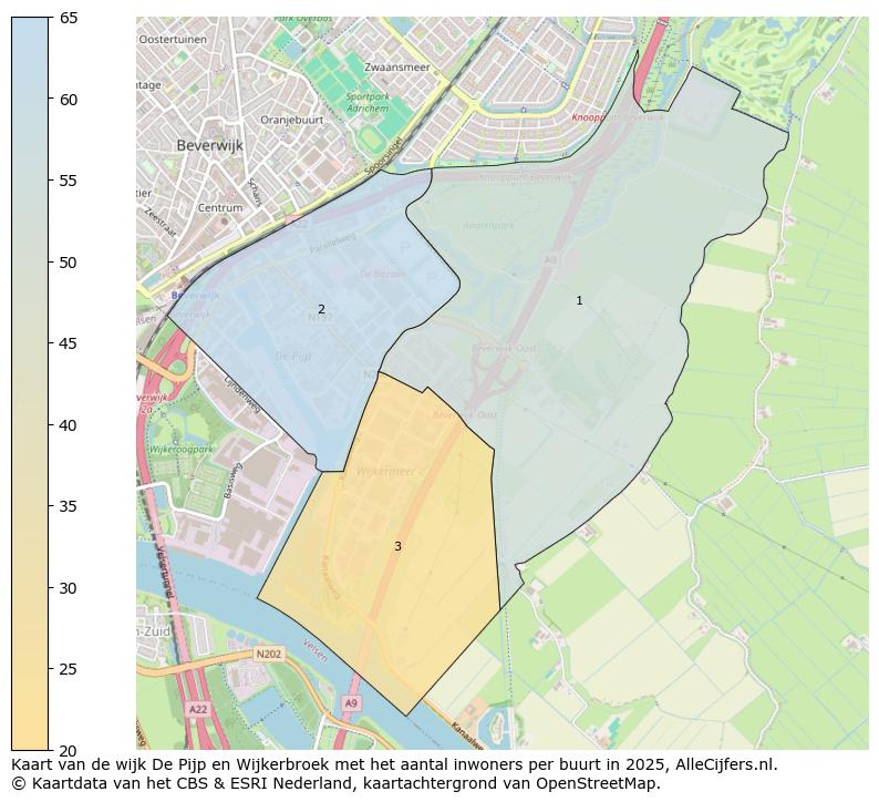 Afbeelding van de wijk De Pijp en Wijkerbroek op de kaart.