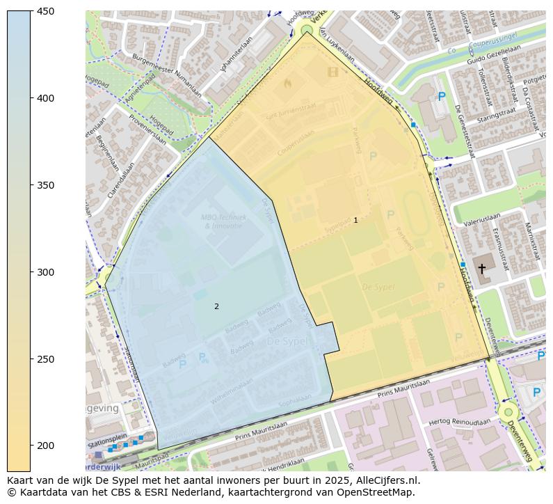 Afbeelding van de wijk De Sypel op de kaart.