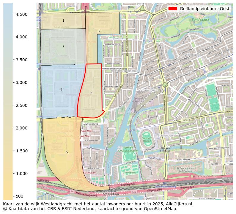 Afbeelding van de Delflandpleinbuurt-Oost op de kaart.