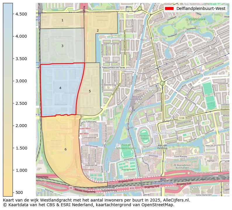 Afbeelding van de Delflandpleinbuurt-West op de kaart.