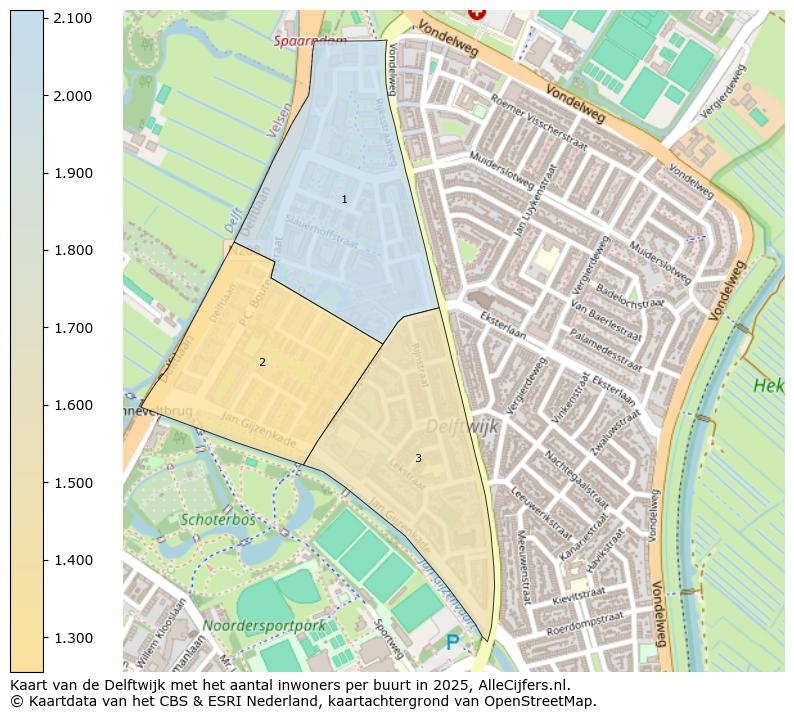 Afbeelding van de Delftwijk op de kaart.