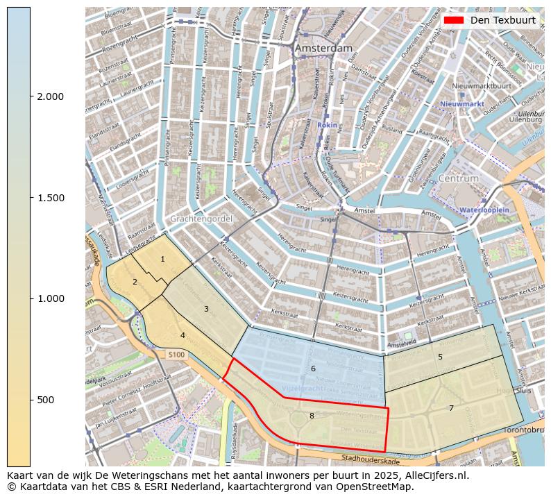 Afbeelding van de Den Texbuurt op de kaart.