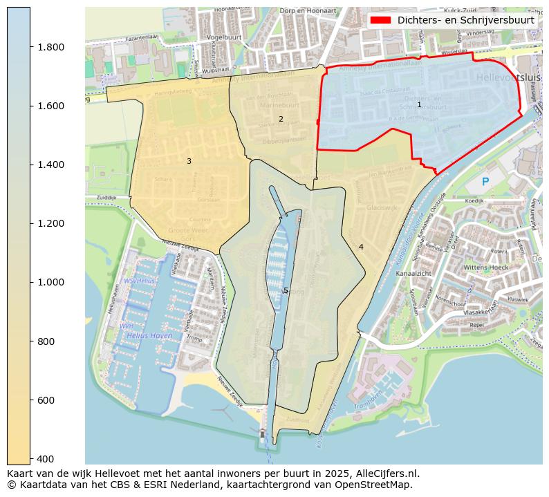 Afbeelding van de Dichters- en Schrijversbuurt op de kaart.