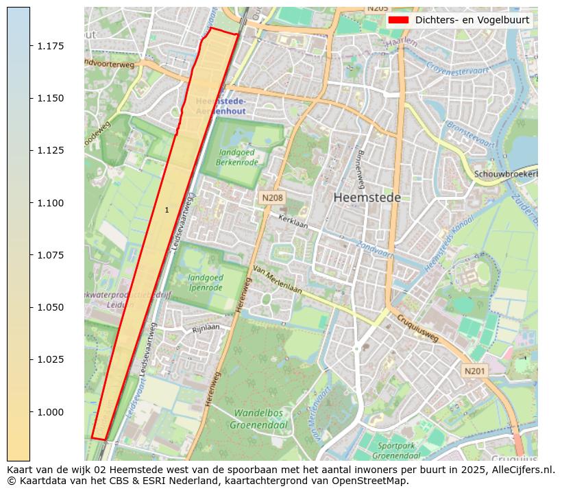 Afbeelding van de Dichters- en Vogelbuurt op de kaart.