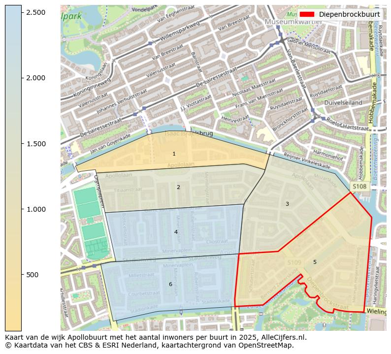 Afbeelding van de Diepenbrockbuurt op de kaart.