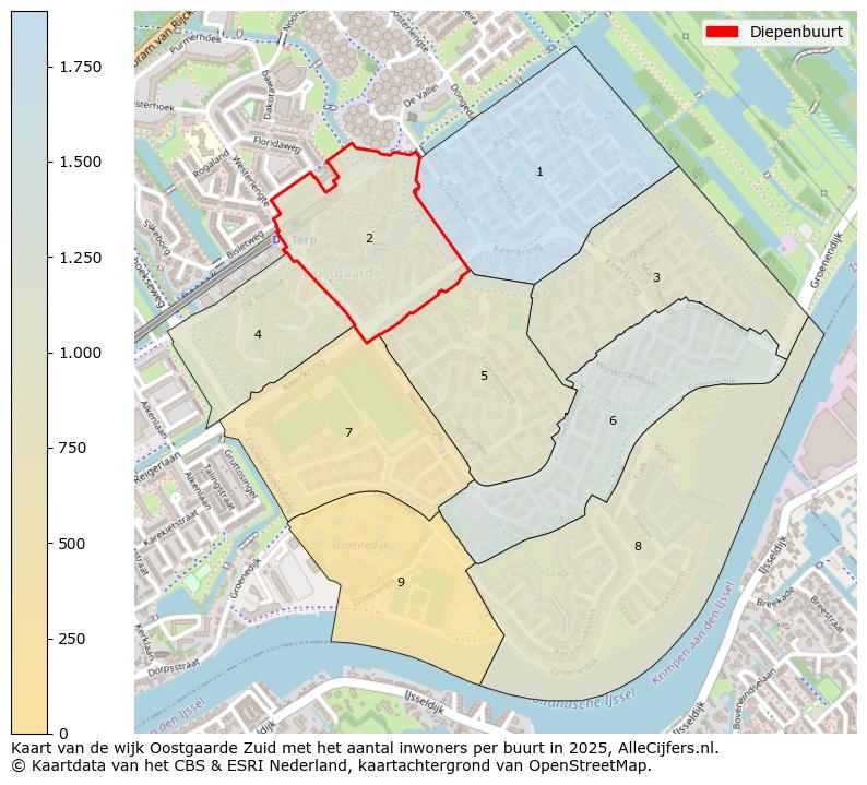 Afbeelding van de Diepenbuurt op de kaart.