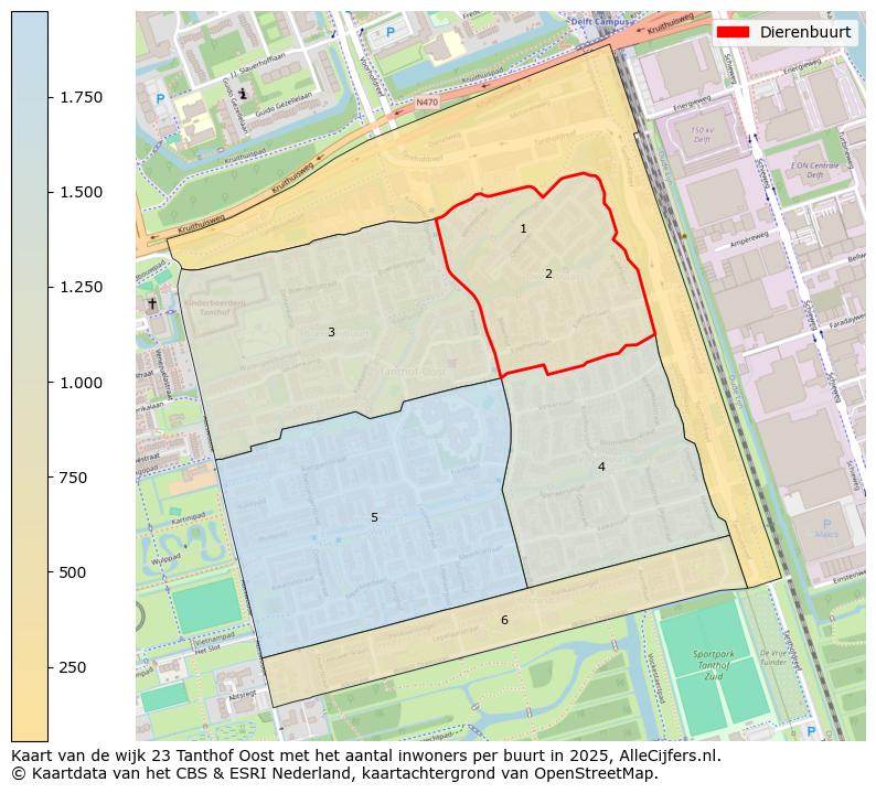 Afbeelding van de Dierenbuurt op de kaart.