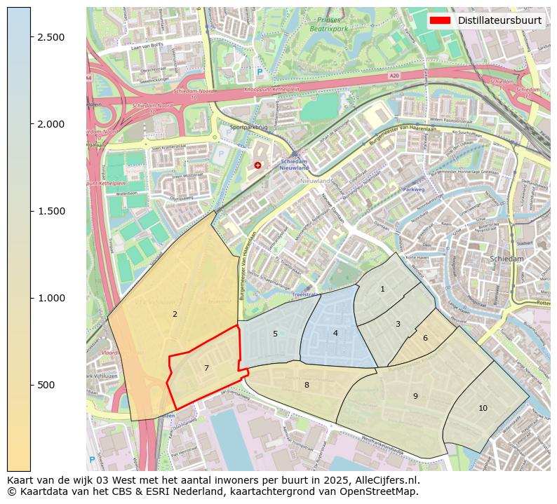 Afbeelding van de Distillateursbuurt op de kaart.
