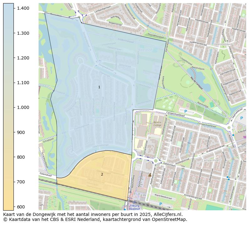 Afbeelding van de Dongewijk op de kaart.