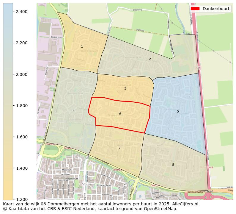 Afbeelding van de Donkenbuurt op de kaart.
