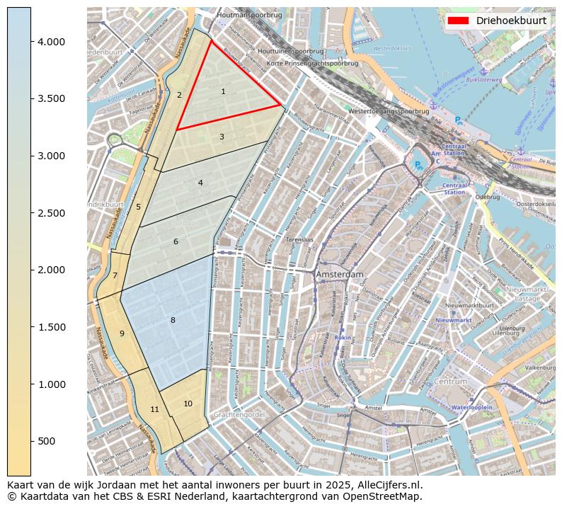 Afbeelding van de Driehoekbuurt op de kaart.