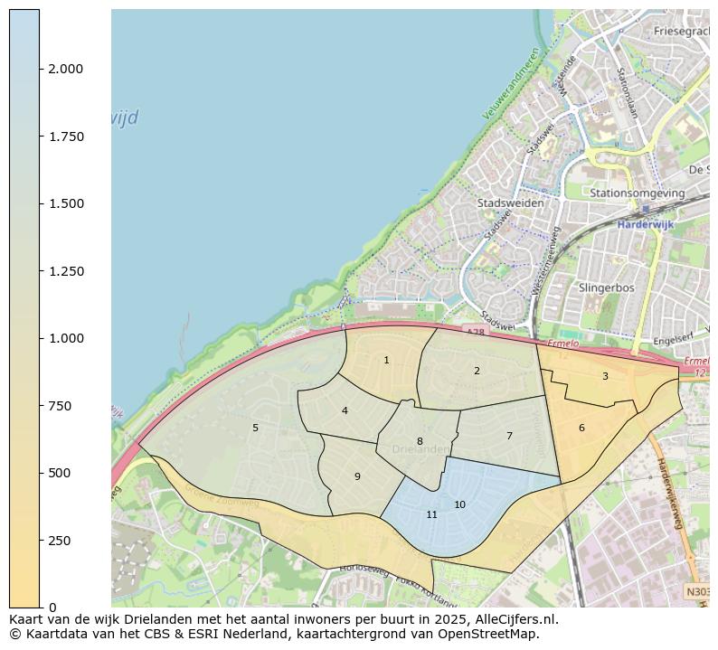 Afbeelding van de wijk Drielanden op de kaart.