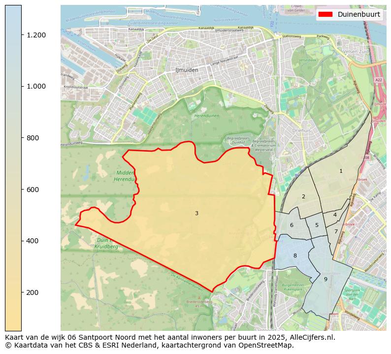 Afbeelding van de Duinenbuurt op de kaart.