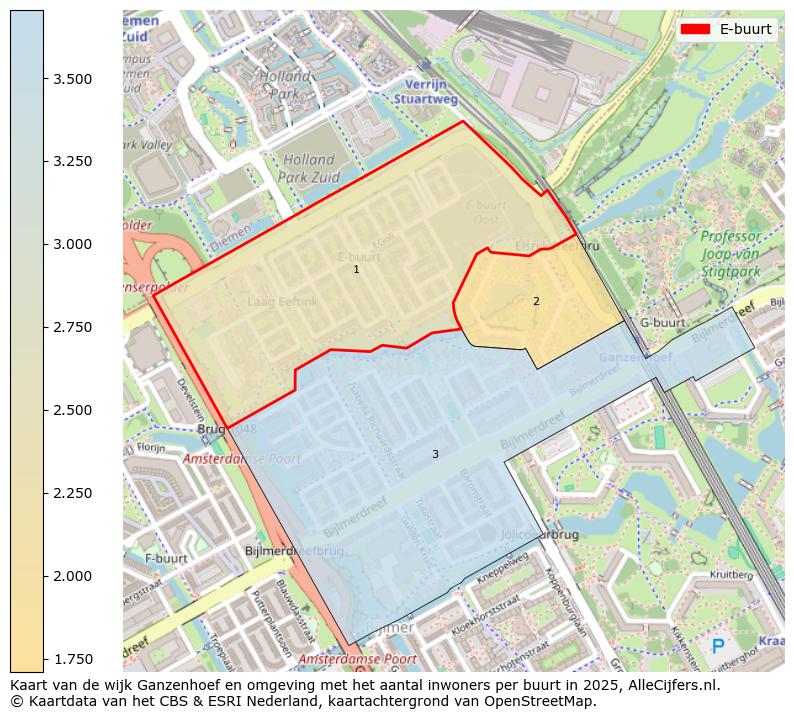 Afbeelding van de E-buurt op de kaart.