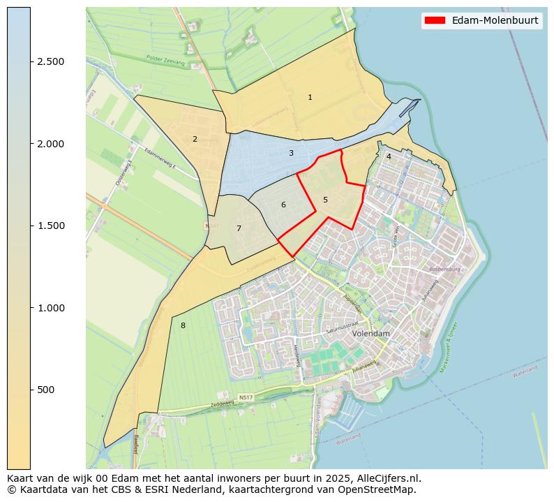 Afbeelding van de Edam-Molenbuurt op de kaart.