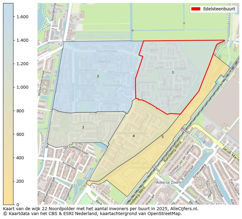 Afbeelding van de Edelsteenbuurt op de kaart.
