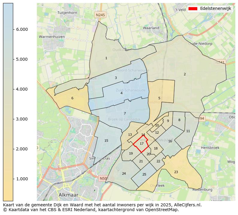 Afbeelding van de Edelstenenwijk op de kaart.
