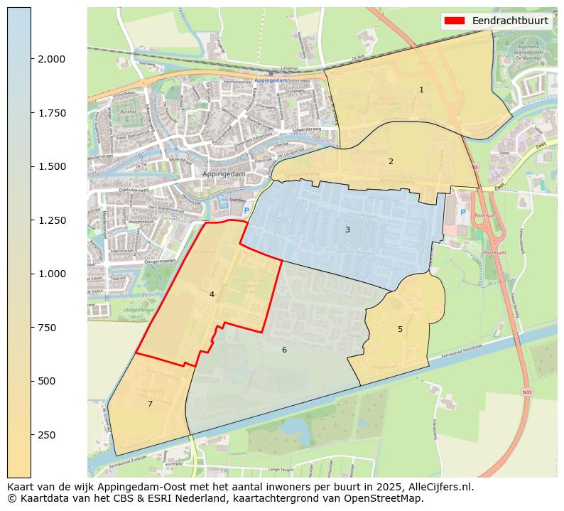 Afbeelding van de Eendrachtbuurt op de kaart.