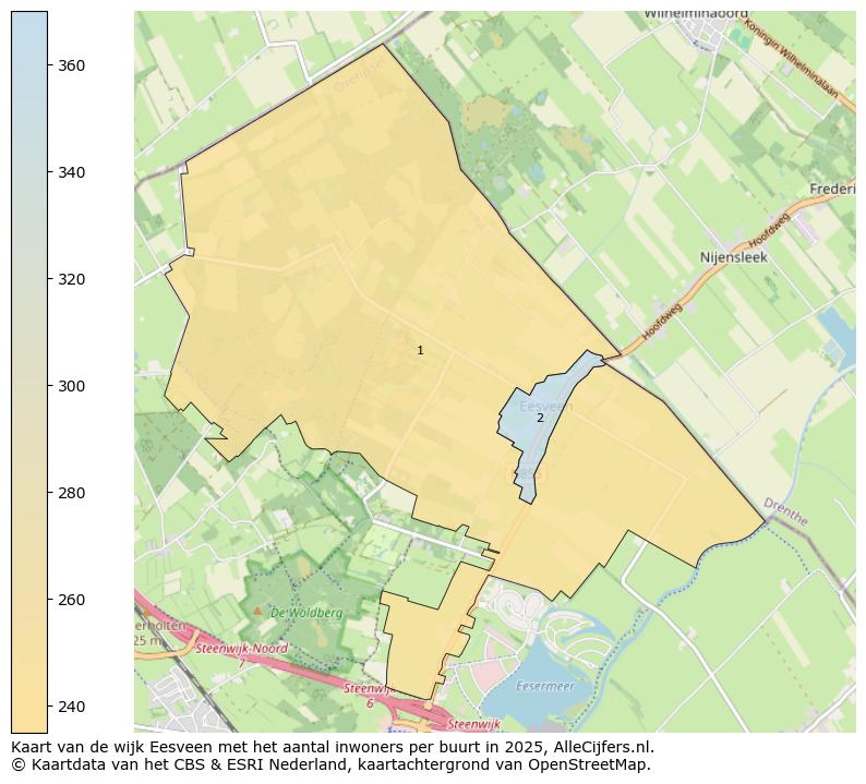 Afbeelding van de wijk Eesveen op de kaart.