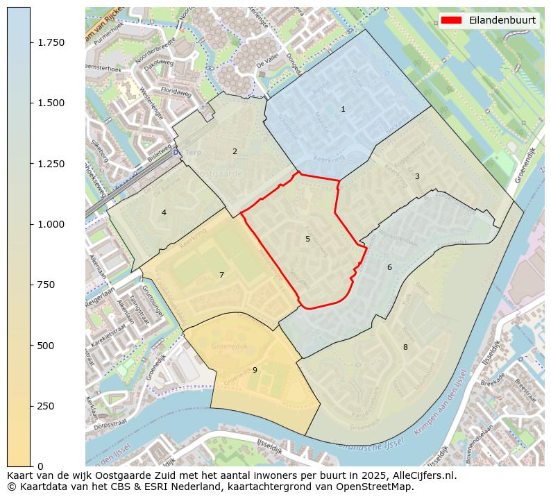 Afbeelding van de Eilandenbuurt op de kaart.