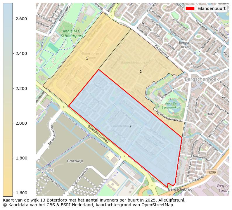 Afbeelding van de Eilandenbuurt op de kaart.