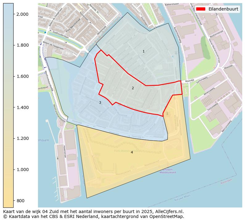 Afbeelding van de Eilandenbuurt op de kaart.