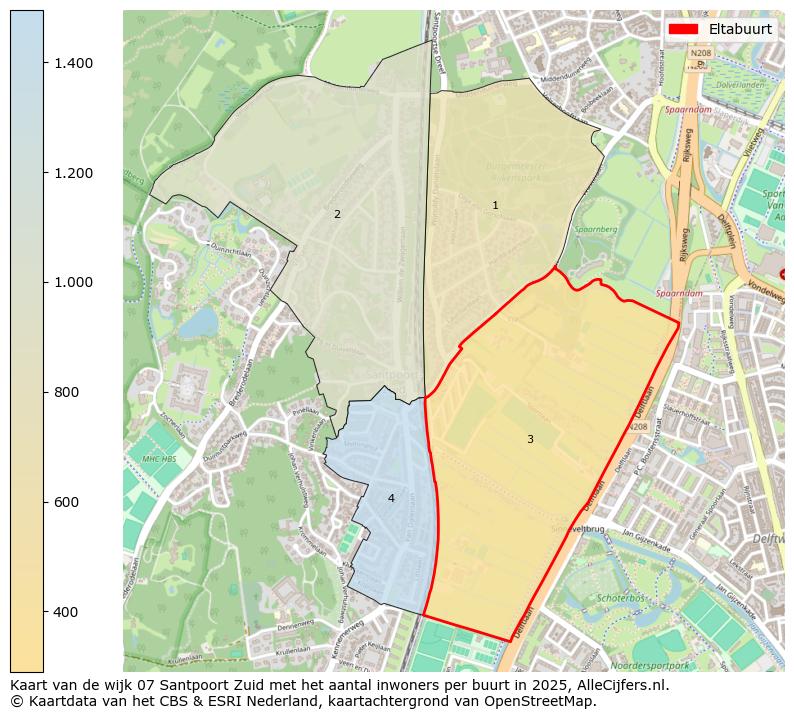 Afbeelding van de Eltabuurt op de kaart.