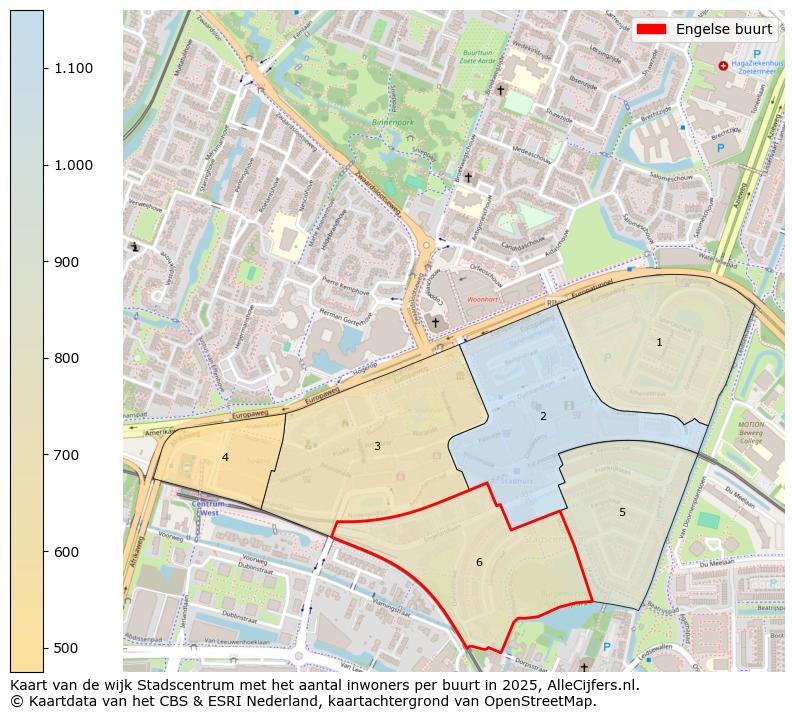 Afbeelding van de Engelse buurt op de kaart.