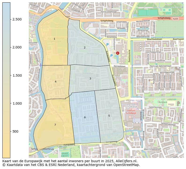 Afbeelding van de Europawijk op de kaart.