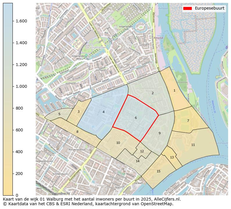Afbeelding van de Europesebuurt op de kaart.