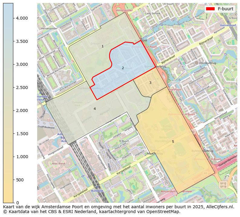 Afbeelding van de F-buurt op de kaart.