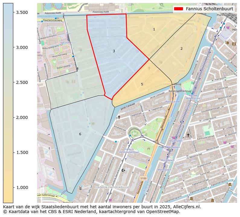 Afbeelding van de Fannius Scholtenbuurt op de kaart.