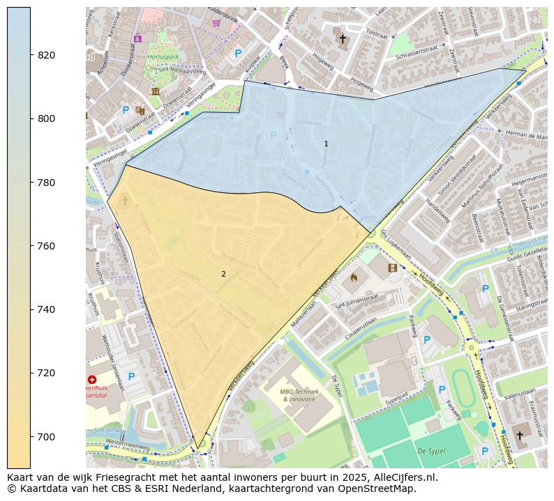 Afbeelding van de wijk Friesegracht op de kaart.