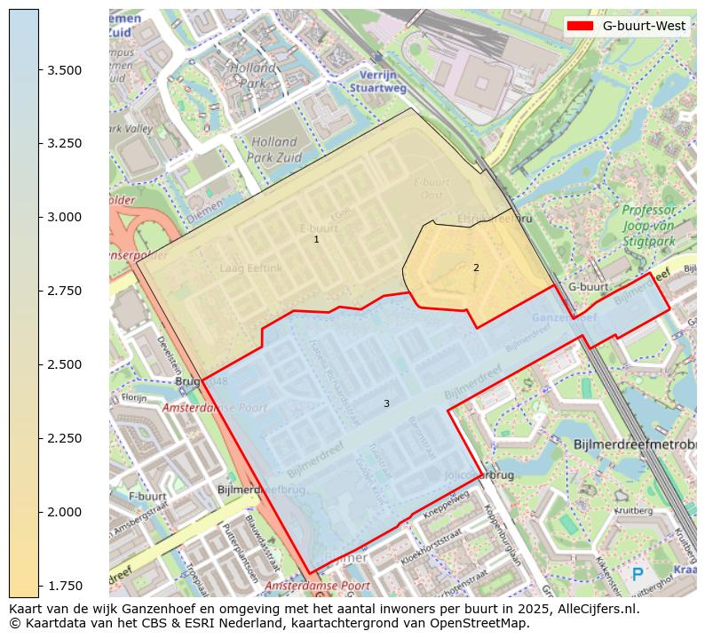Afbeelding van de G-buurt-West op de kaart.