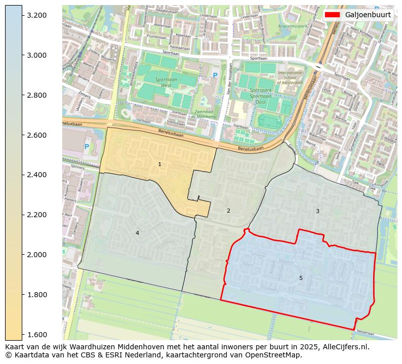 Afbeelding van de Galjoenbuurt op de kaart.