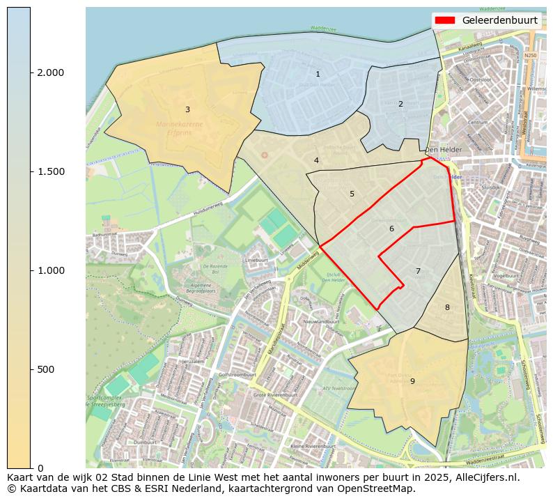 Afbeelding van de Geleerdenbuurt op de kaart.