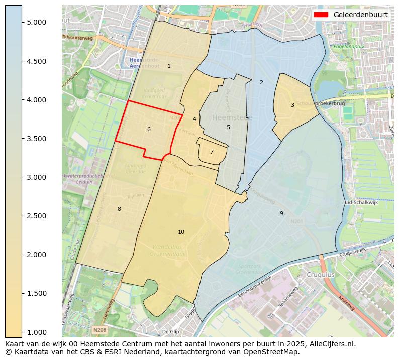 Afbeelding van de Geleerdenbuurt op de kaart.