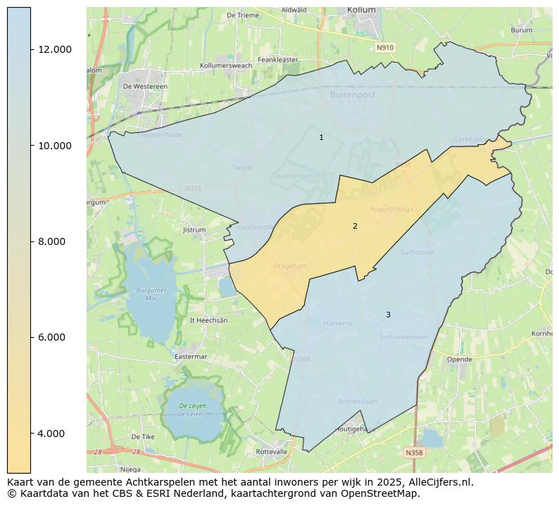 Afbeelding van de gemeente Achtkarspelen op de kaart.