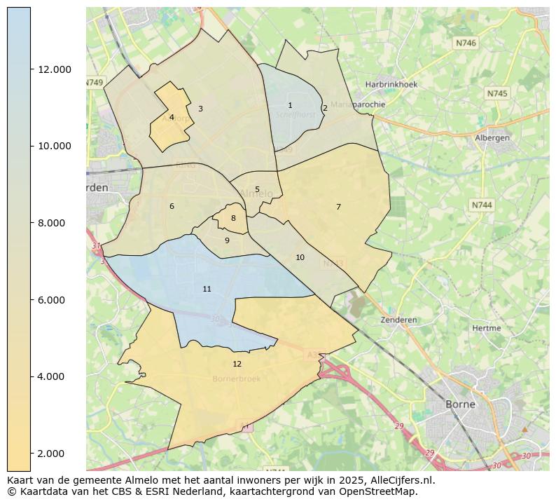 Afbeelding van de gemeente Almelo op de kaart.